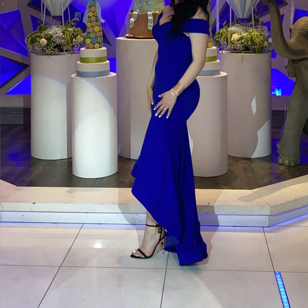Royal Blue Dress high/low off shoulders